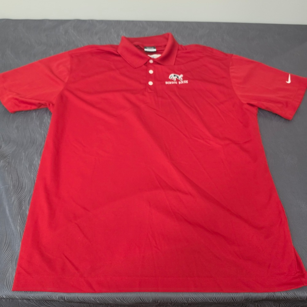 Nike Golf Polo Shirt Mens XXL Red Birdie Bash Dri-FIT Short Sleeve